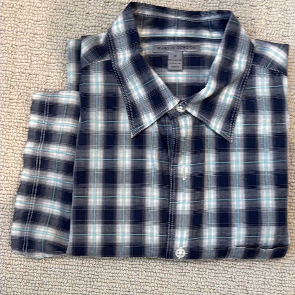 Casual Blue and White Button Down Shirt